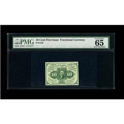 Fr. 1242 10c First Issue PMG Gem Uncirculated 65