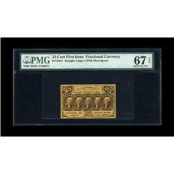 Fr. 1281 25c First Issue PMG Superb Gem Unc 67