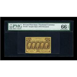 Fr. 1281 25c First Issue PMG Gem Uncirculated 66