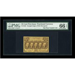 Fr. 1281 25¢ First Issue PMG Gem Uncirculated 66