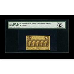 Fr. 1281 25c First Issue PMG Gem Uncirculated 65