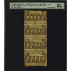 Fr. 1281 25c First Issue Vertical Strip of Four