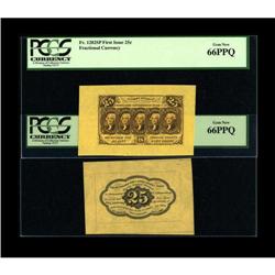 Fr. 1282sp 25¢ First Issue Wide Margin Pair PCGS