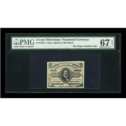 Fr. 1236 5¢ Third Issue PMG Superb Gem Unc 67