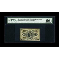 Fr. 1255 10c Third Issue PMG Gem Uncirculated 66