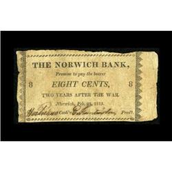 Norwich, CT- Norwich Bank 8¢ Feb. 15, 1815