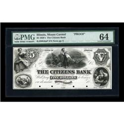 Mount Carmel, IL- Citizens Bank $5 18__ Proof