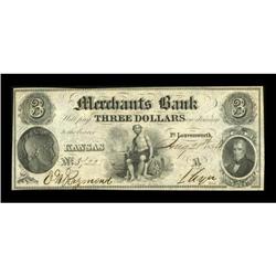 Ft. Leavenworth, KS- Merchants Bank $3 Aug. 21,