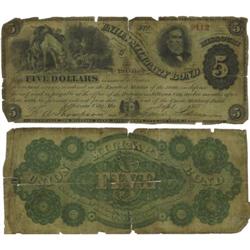 Jefferson City, MO- Union Military Bonds $5 1865
