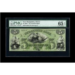 Dover, NH- Strafford Bank $5 18__ NH75G48b