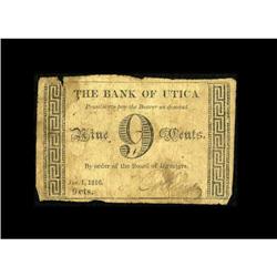 Utica, NY- Bank of Utica 9¢ Jan. 1, 1816 UNL