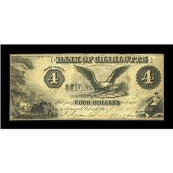 Charlotte, NC- Bank of Charlotte $4 Nov. 1, 1859