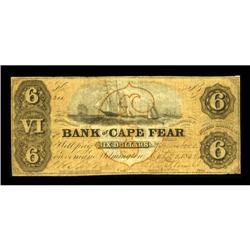 Wilmington- Bank of Cape Fear $6 Oct. 23, 1858