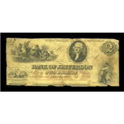 Jefferson, WI- Bank of Jefferson $2 Oct. 2, 1858