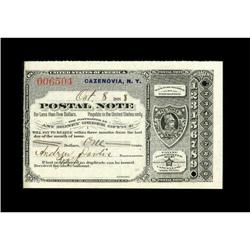 Cazenovia, NY- Postal Note 1¢ Oct., 1888