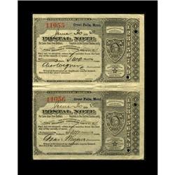 Great Falls, MT- Postal Note Uncut Pair $2 June
