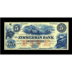 Clifton, Province of Canada- Zimmerman Bank $5