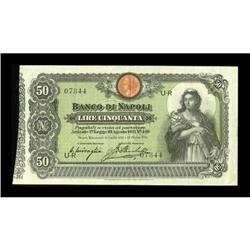 Italy 50 Lire Banco Di Napoli 1896; 1903 Pick