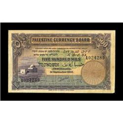 Palestine 500 Mils Palestine Currency Board 1927