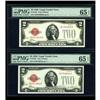 Image 1 : Fr. 1501 $2 1928 Legal Tender Notes. Two