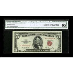 Fr. 1532 $5 1953 Legal Tender Note. Low Serial