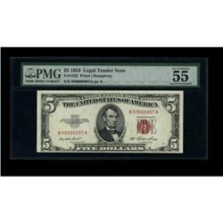 Fr. 1532 $5 1953 Legal Tender Note. PMG About