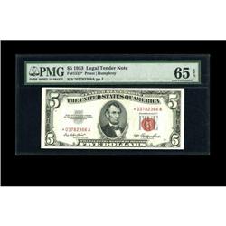 Fr. 1532* $5 1953 Legal Tender Note. PMG Gem