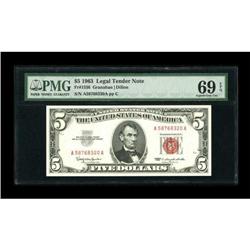 Fr. 1536 $5 1963 Legal Tender Note. PMG Gem