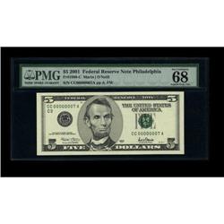 Fr. 1988-C $5 2001 Federal Reserve Note. PMG
