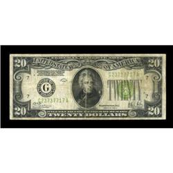 Fr. 2053-G $20 1928C Federal Reserve Note. Fine.
