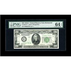 Fr. 2055-E* $20 1934A Federal Reserve Note. PMG