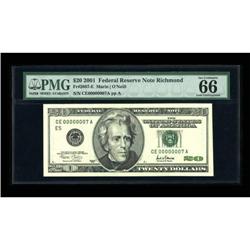 Fr. 2087-E $20 2001 Federal Reserve Note. PMG