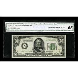 Fr. 2101-A $50 1928A Federal Reserve Note. CGA
