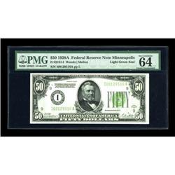 Fr. 2101-I $50 1928A Federal Reserve Note. PMG