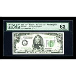 Fr. 2102-C* $50 1934 Federal Reserve Note. PMG