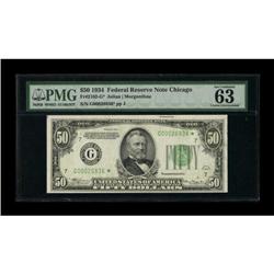 Fr. 2102-G* $50 1934 Federal Reserve Note. PMG