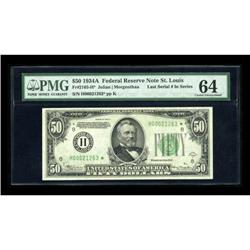 Fr. 2103-H* $50 1934A Federal Reserve Note. PMG