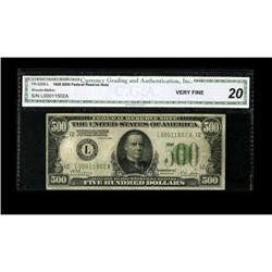 Fr. 2200-L $500 1928 Federal Reserve Note. CGA
