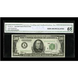 Fr. 2201-A $500 1934 Federal Reserve Note. CGA