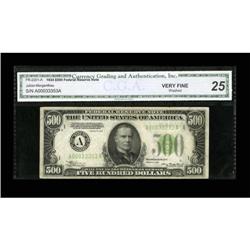 Fr. 2201-A $500 1934 Federal Reserve Note. CGA