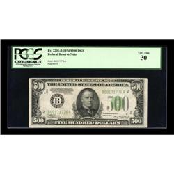 Fr. 2201-B $500 1934 Federal Reserve Note. PCGS