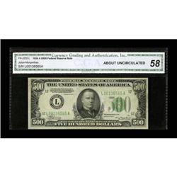 Fr. 2202-L $500 1934A Federal Reserve Note. CGA