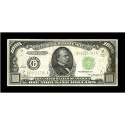 Fr. 2211-G $1000 1934 Federal Reserve Note. Very