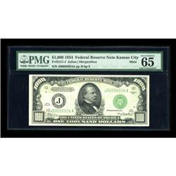 Fr. 2211-J $1000 1934 Federal Reserve Note. PMG