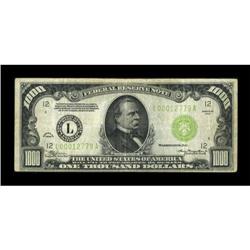 Fr. 2211-L $1000 1934 Light Green Seal Federal