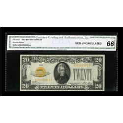 Fr. 2402 $20 1928 Gold Certificate. CGA Gem