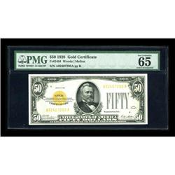 Fr. 2404 $50 1928 Gold Certificate. PMG Gem