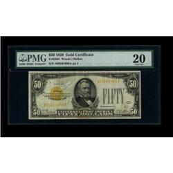 Fr. 2404 $50 1928 Gold Certificate. PMG Very