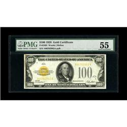 Fr. 2405 $100 1928 Gold Certificate. PMG About