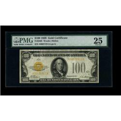 Fr. 2405 $100 1928 Gold Certificate. PMG Very